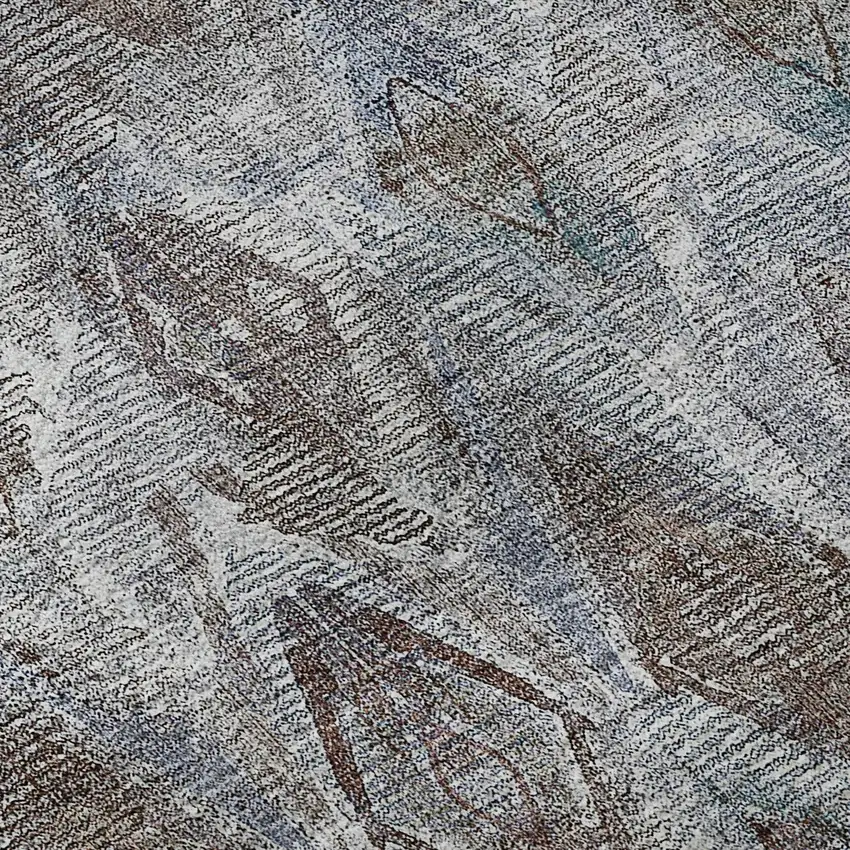 Blue And Gray Diamond Washable Area Rug With UV Protection Photo 7