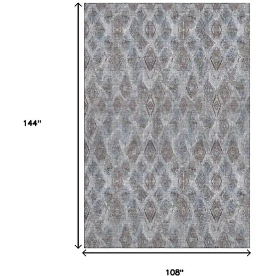 Blue And Gray Diamond Washable Area Rug With UV Protection Photo 8
