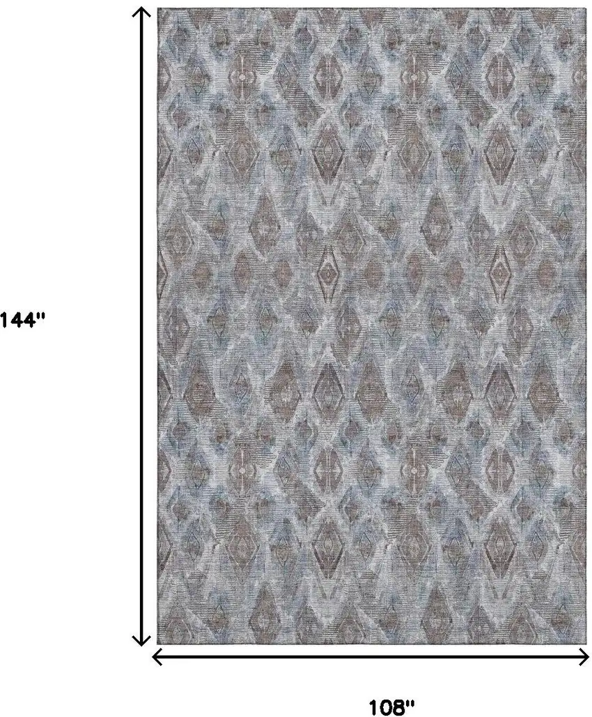 Blue And Gray Diamond Washable Area Rug With UV Protection Photo 8