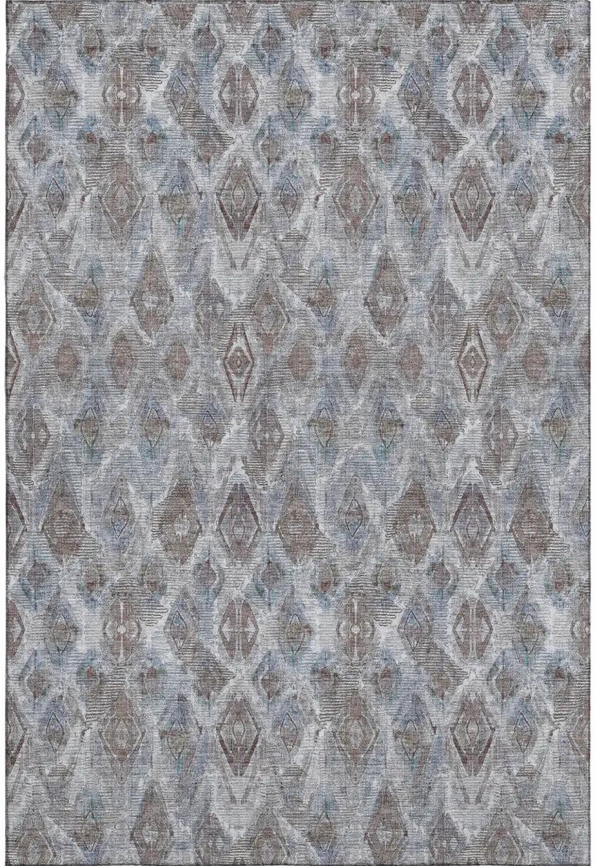 Blue And Gray Diamond Washable Area Rug With UV Protection Photo 1