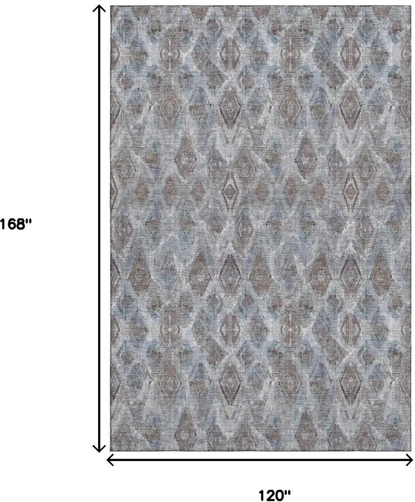 Blue And Gray Diamond Washable Area Rug With UV Protection Photo 8