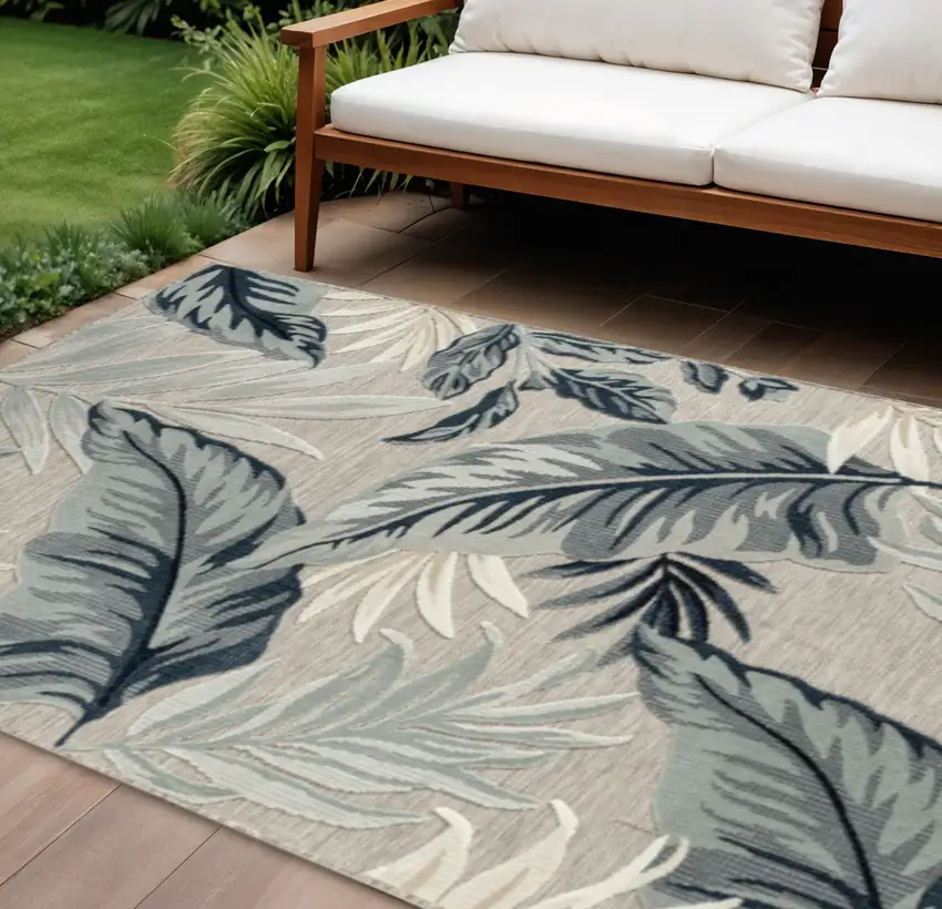 Blue And Gray Indoor Outdoor Area Rug Photo 1
