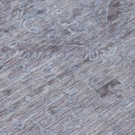 Blue And Gray Floral Washable Indoor Outdoor Area Rug Photo 8
