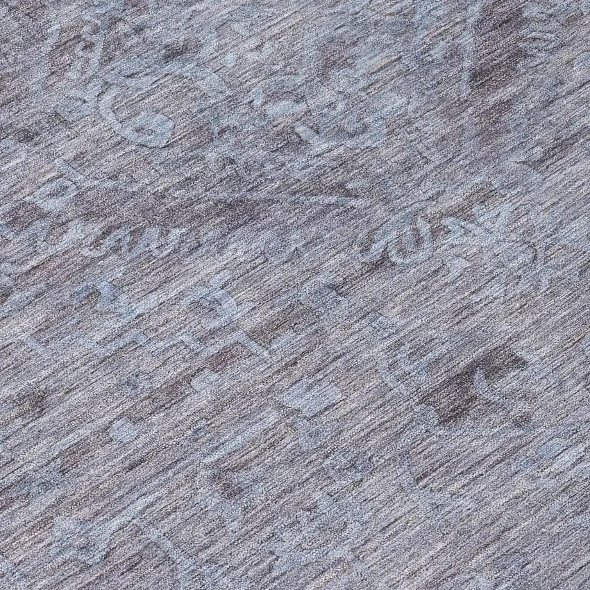 Blue And Gray Floral Washable Indoor Outdoor Area Rug Photo 8
