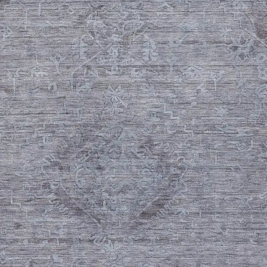 Blue And Gray Floral Washable Indoor Outdoor Area Rug Photo 5