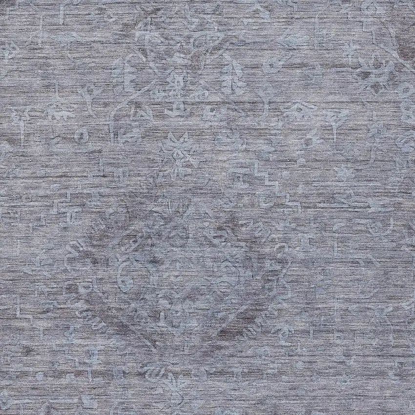 Blue And Gray Floral Washable Indoor Outdoor Area Rug Photo 5