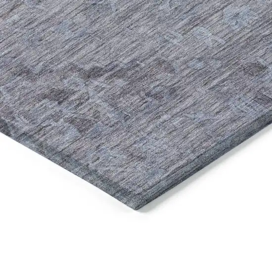 Blue And Gray Floral Washable Indoor Outdoor Area Rug Photo 4