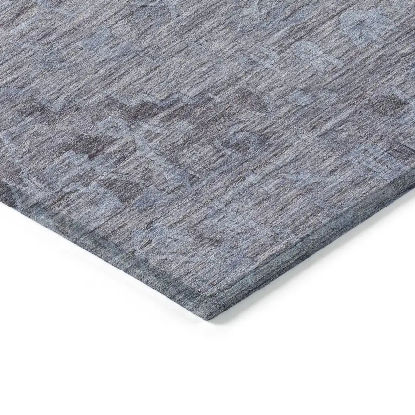 Blue And Gray Floral Washable Indoor Outdoor Area Rug Photo 4