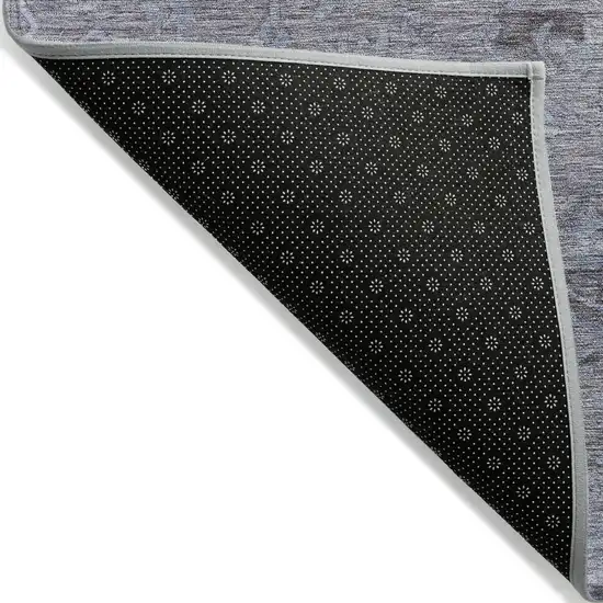 Blue And Gray Floral Washable Indoor Outdoor Area Rug Photo 3