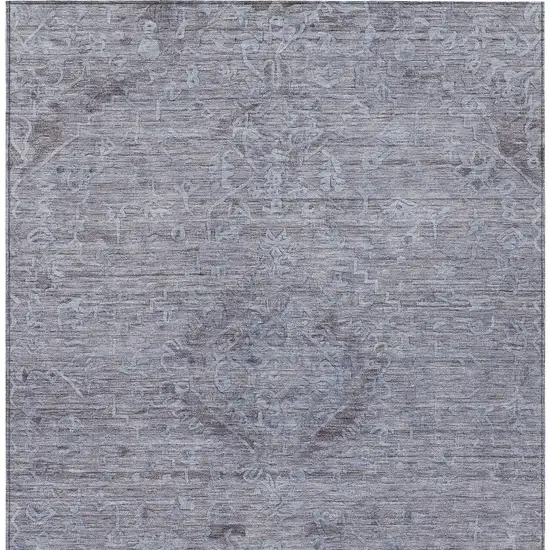 Blue And Gray Floral Washable Indoor Outdoor Area Rug Photo 5