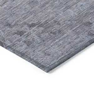 Photo of Blue And Gray Floral Washable Indoor Outdoor Area Rug