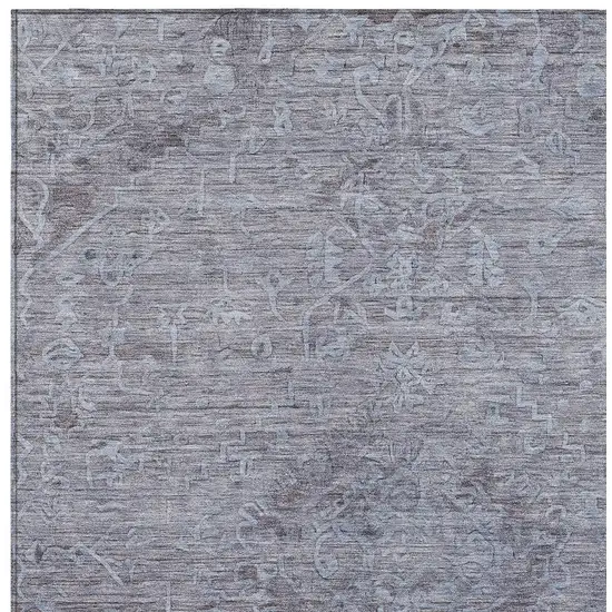 Blue And Gray Floral Washable Indoor Outdoor Area Rug Photo 5