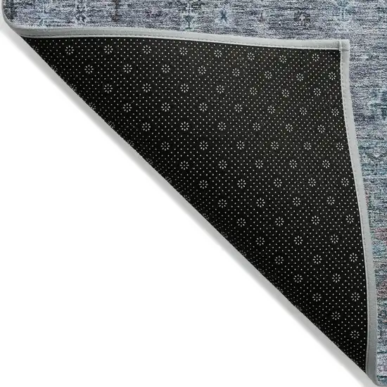 Blue And Gray Floral Washable Indoor Outdoor Area Rug Photo 4