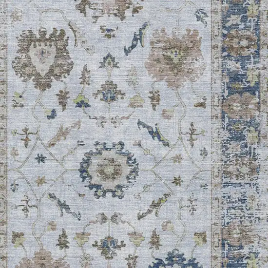 Blue And Gray Floral Washable Indoor Outdoor Area Rug Photo 4