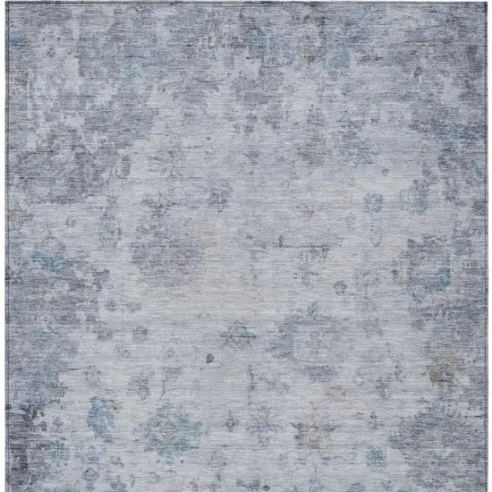 Blue And Gray Floral Washable Indoor Outdoor Area Rug Photo 4