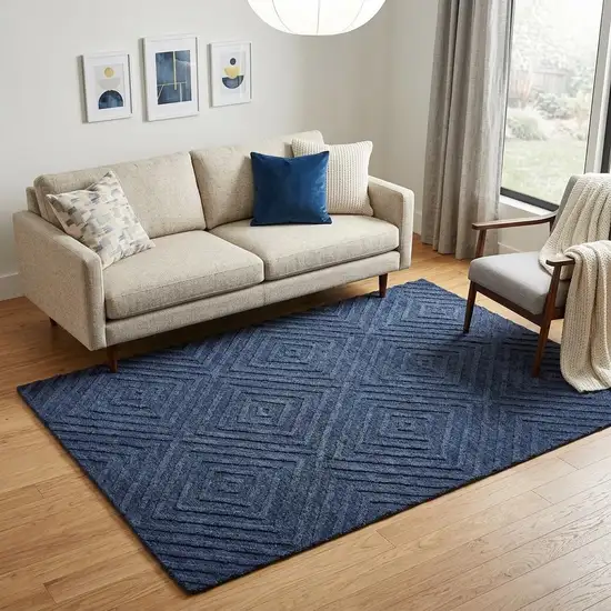 Blue And Gray Geometric Hand Tufted Area Rug Photo 1