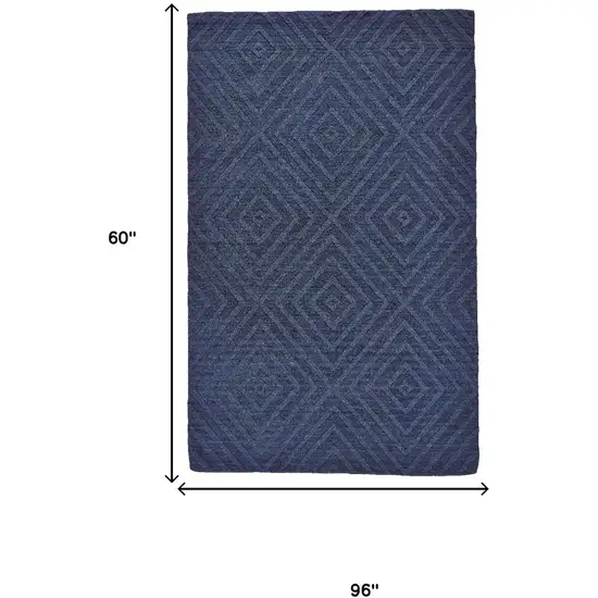 Blue And Gray Geometric Hand Tufted Area Rug Photo 5