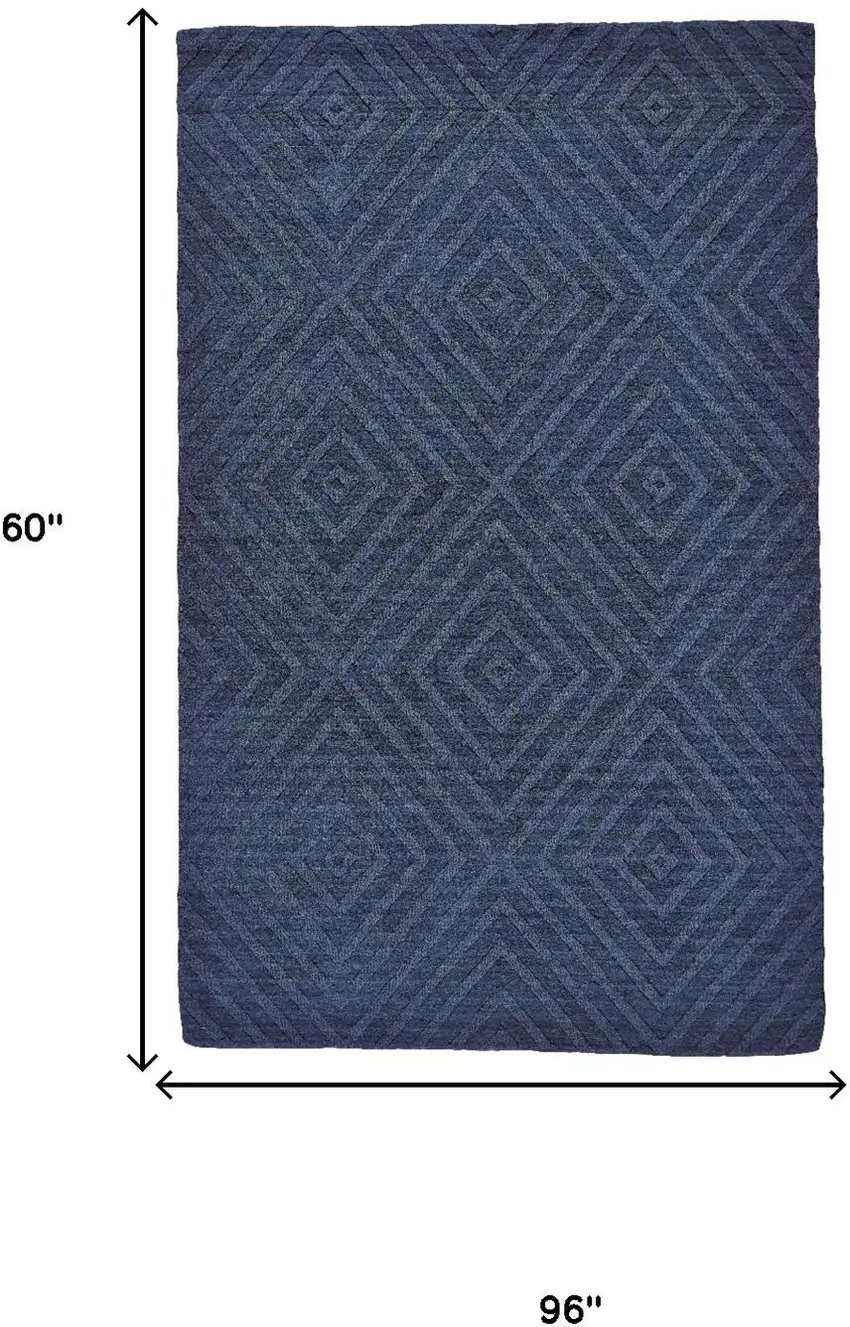 Blue And Gray Geometric Hand Tufted Area Rug Photo 5