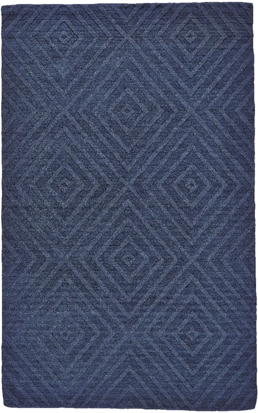 Blue And Gray Geometric Hand Tufted Area Rug Photo 2