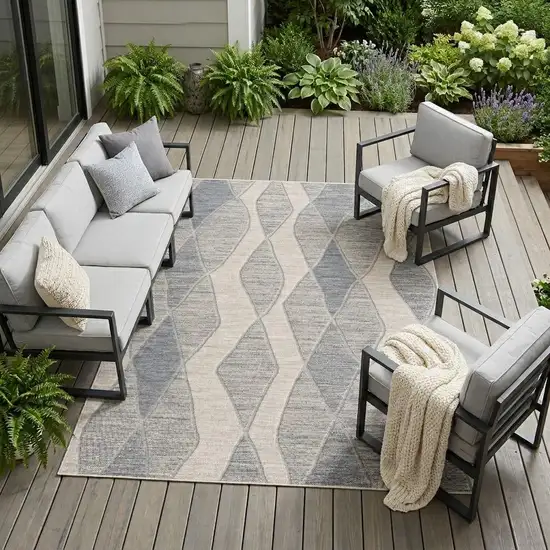 Blue and Gray Geometric Indoor Outdoor Area Rug Photo 1