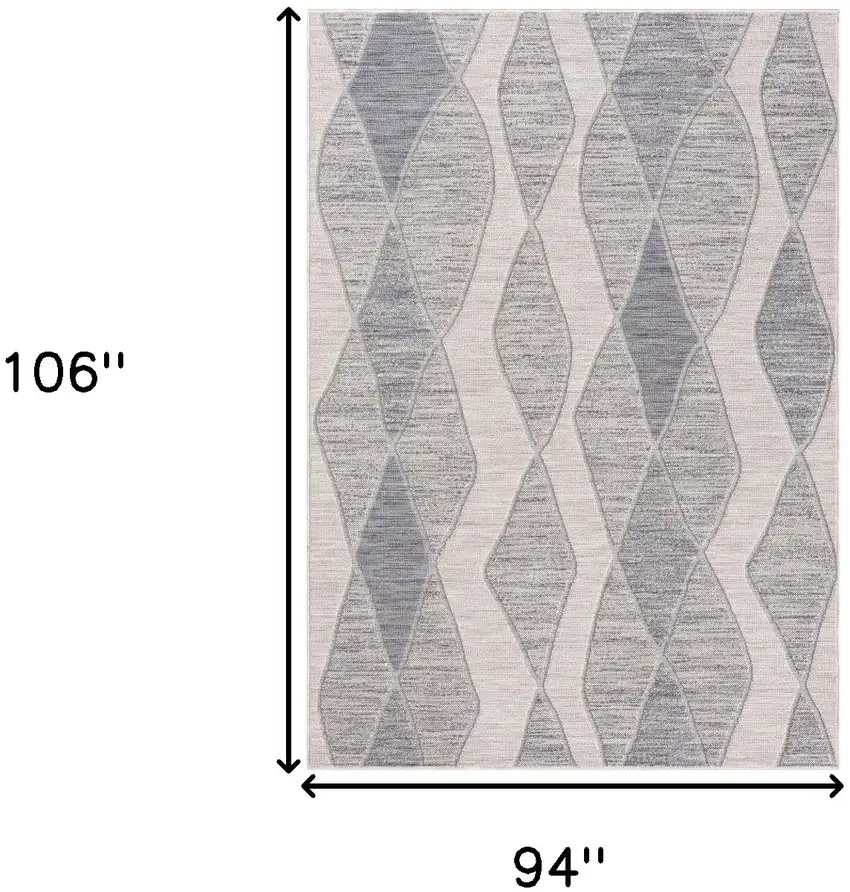 Blue And Gray Geometric Indoor Outdoor Area Rug Photo 8