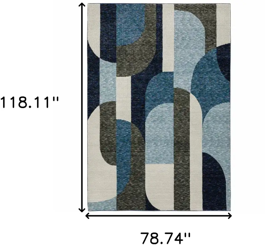 Blue And Gray Geometric Power Loom Area Rug Photo 9