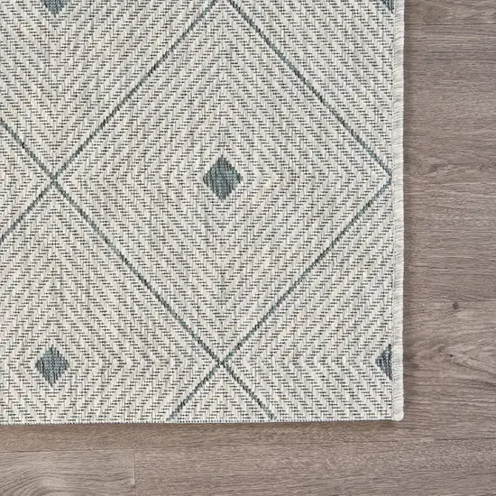 Blue And Gray Geometric Square Rug Photo 9
