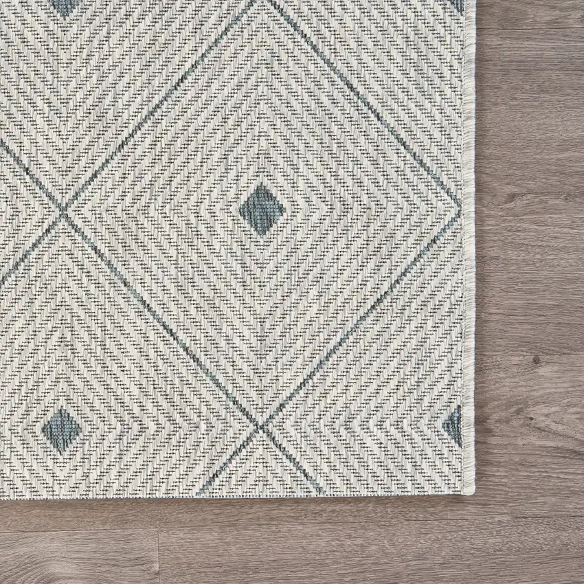Blue And Gray Geometric Square Rug Photo 9