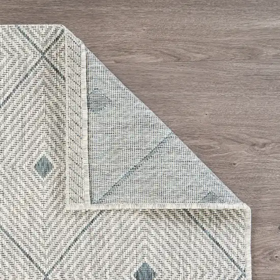 Blue And Gray Geometric Square Rug Photo 9