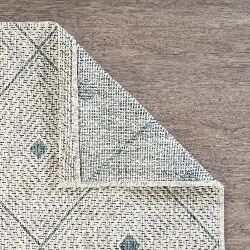 Blue And Gray Geometric Square Rug Photo 9