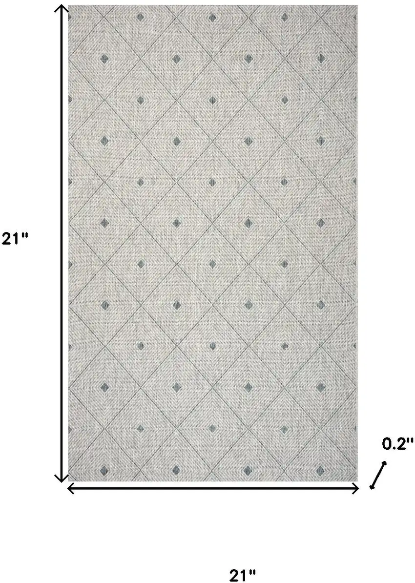 Blue And Gray Geometric Square Rug Photo 3