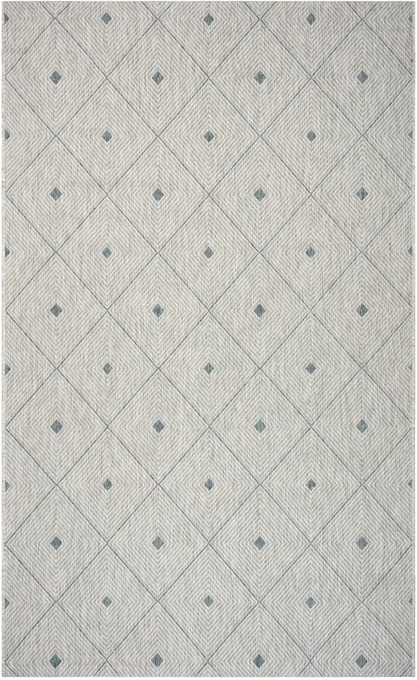 Blue And Gray Geometric Square Rug Photo 2