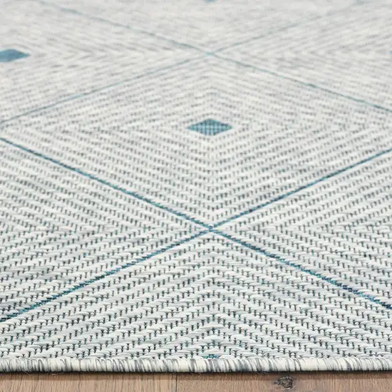 Blue And Gray Geometric Square Rug Photo 7