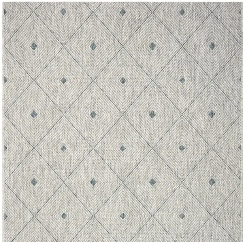 Blue And Gray Geometric Square Rug Photo 5