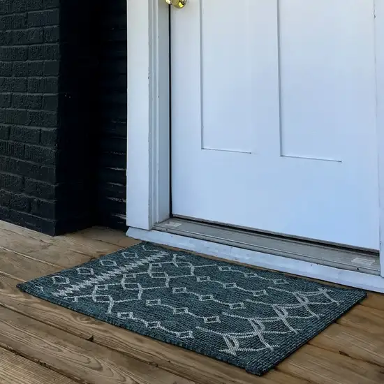 Blue And Gray Geometric Square Rug Photo 6