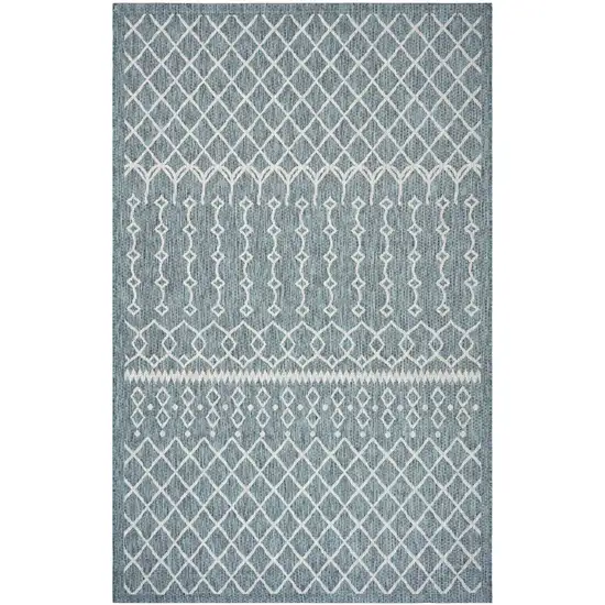 Blue And Gray Geometric Square Rug Photo 2