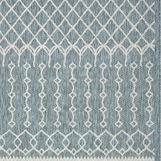 Blue And Gray Geometric Square Rug Photo 4