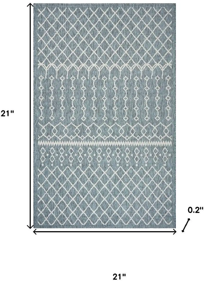 Blue And Gray Geometric Square Rug Photo 3