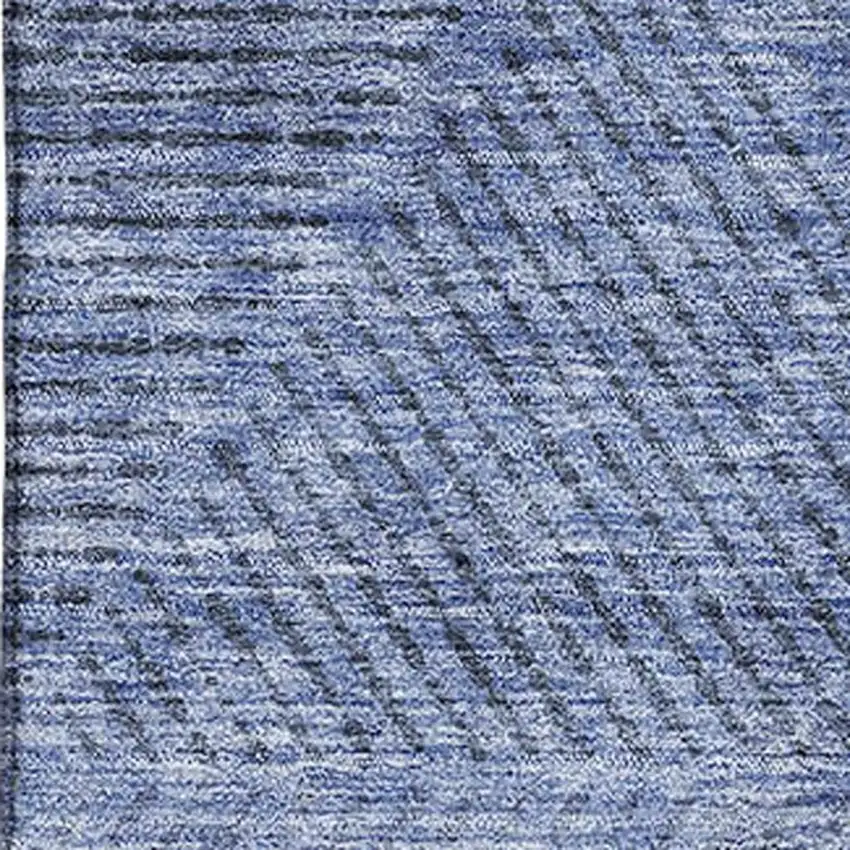 Blue And Gray Geometric Washable Area Rug With UV Protection Photo 3