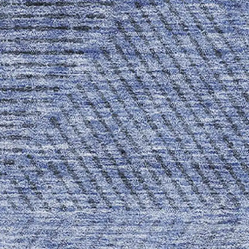 Blue And Gray Geometric Washable Area Rug With UV Protection Photo 3