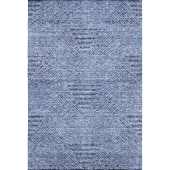 Blue And Gray Geometric Washable Area Rug With UV Protection Photo 1