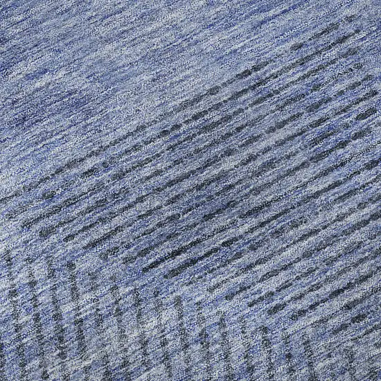 Blue And Gray Geometric Washable Area Rug With UV Protection Photo 8