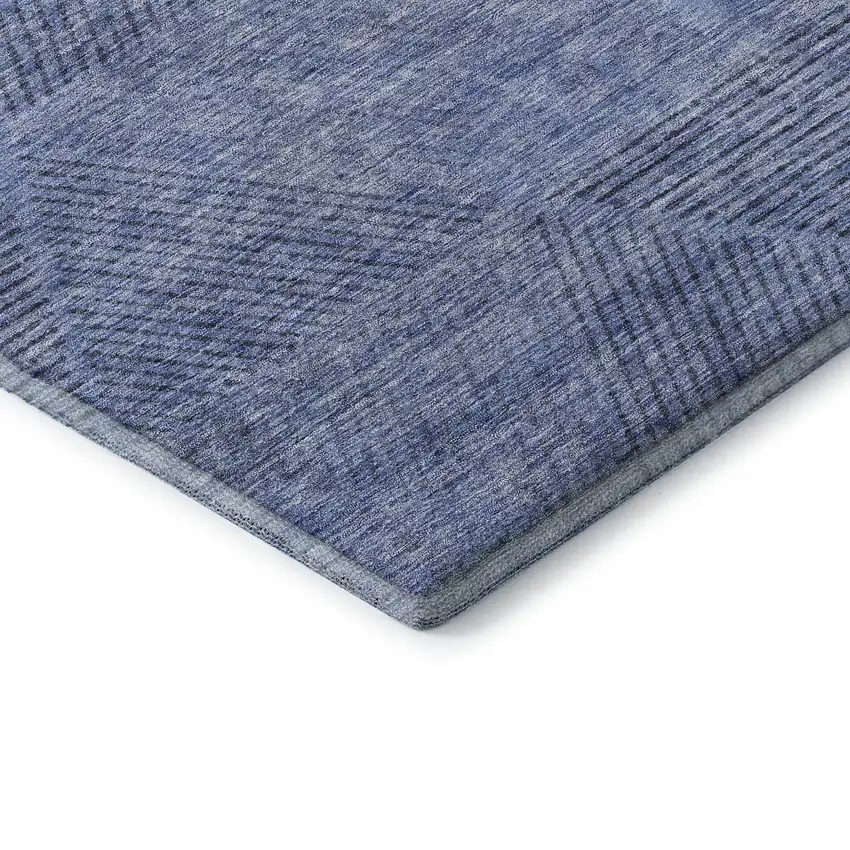 Blue And Gray Geometric Washable Area Rug With UV Protection Photo 6