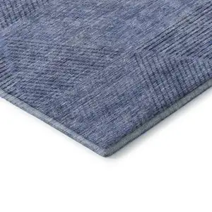 Photo of Blue And Gray Geometric Washable Area Rug With UV Protection