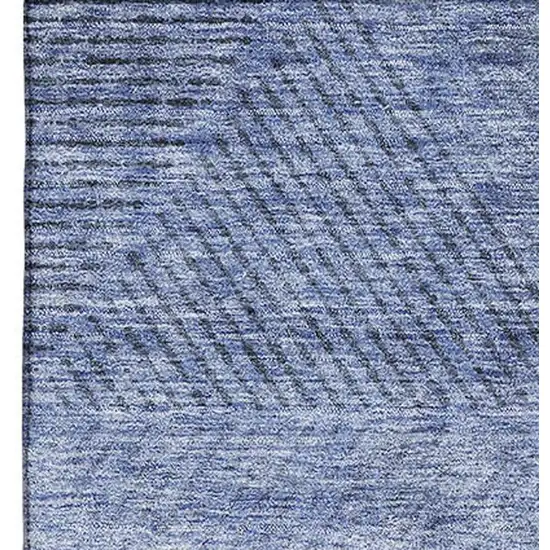 Blue And Gray Geometric Washable Area Rug With UV Protection Photo 4