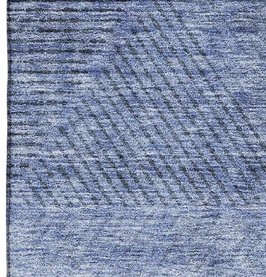 Blue And Gray Geometric Washable Area Rug With UV Protection Photo 4