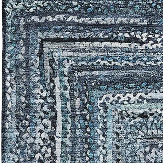 Blue And Gray Geometric Washable Area Rug With UV Protection Photo 2