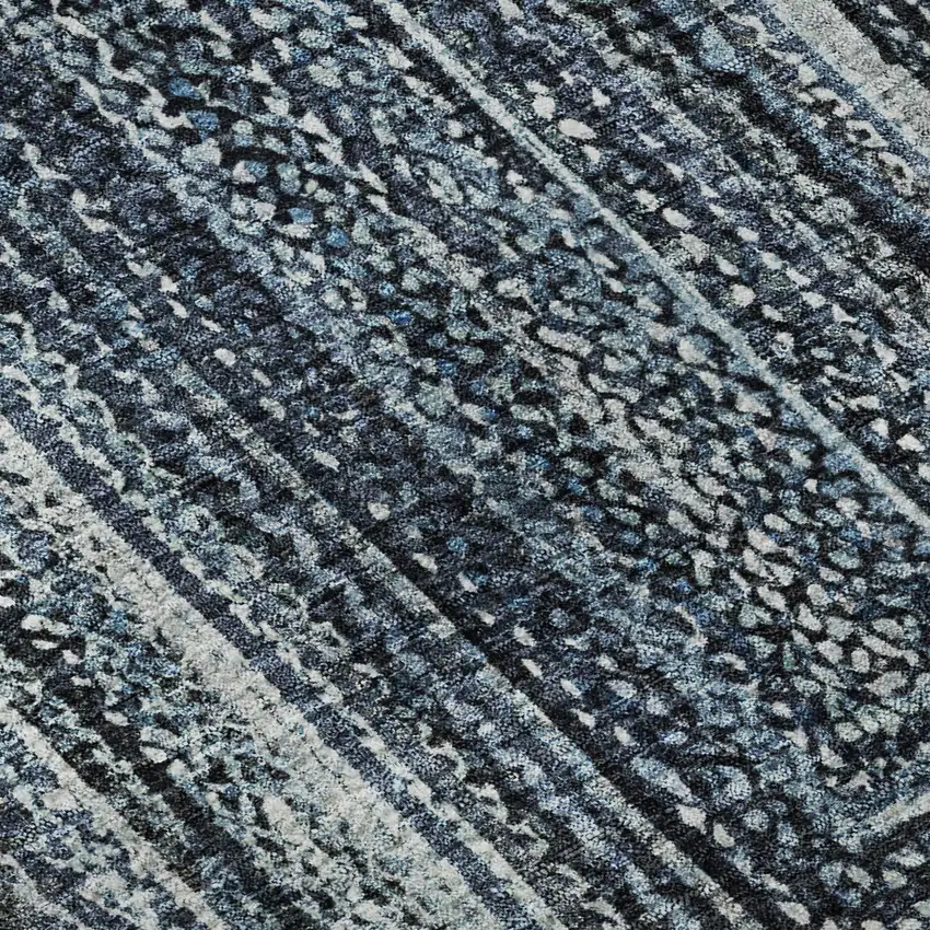 Blue And Gray Geometric Washable Area Rug With UV Protection Photo 9
