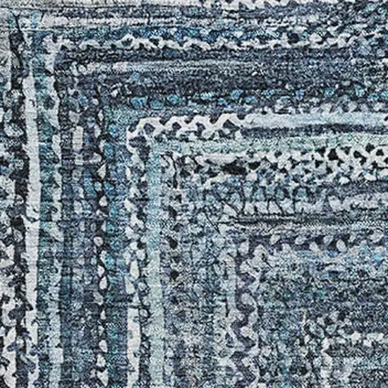 Blue And Gray Geometric Washable Area Rug With UV Protection Photo 2