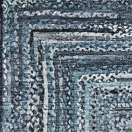 Blue And Gray Geometric Washable Area Rug With UV Protection Photo 2